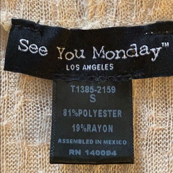 See You Monday Hoodie Cardigan Sweater size Small - Picture 6 of 7